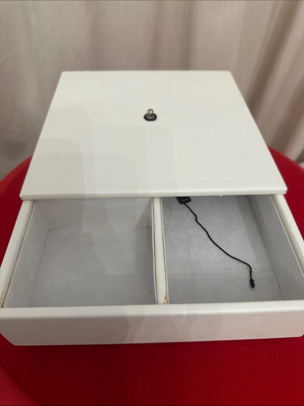 White Jewelry Storage Box with Two Compartments